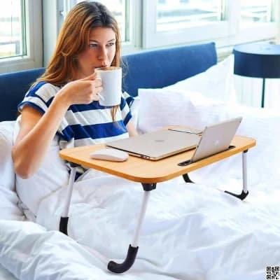 বসার পড়া, লেখা, খাওয়ার জন্য ঘটনার মতোFoldable Laptop Table Wooden For Reading, Writing, Eating, On Bed
