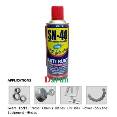 Sun SN-40 অ্যান্টি-রাস্ট স্প্রে লুব্রিকেন্ট 450ml, অ্যান্টি-রাস্ট প্রুফ লুব্রিকেন্ট, রস্ট ক্লিনার রিমুভার এবং প্রটেক্টর লিকুইড স্প্রে