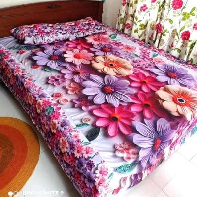 3D প্রিন্টেড বেডশিট ২ পিস বালিশের কভারসহ