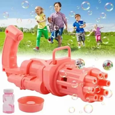 বাবলস গান Toys, 8hole বাবল মেকার Gatling Bubble Gun Machine Toy for Kids with Bubble Solution Indoor and Outdoor Toddlers Bubble