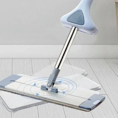 ৩৬০° রোটেটিং সেলফ-স্কুইজিং ফ্ল্যাট ফ্লোর ক্লিনিং মপ - অ্যালুমিনিয়াম ড্রাই মপ