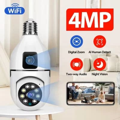 V380 Pro ডুয়াল লেন্স ডুয়াল স্ক্রিন E27 বাল্ব ক্যামেরা Two Ways Audio Color Night Vision Smart Home Security Wireless WIFI Indoor Camera
