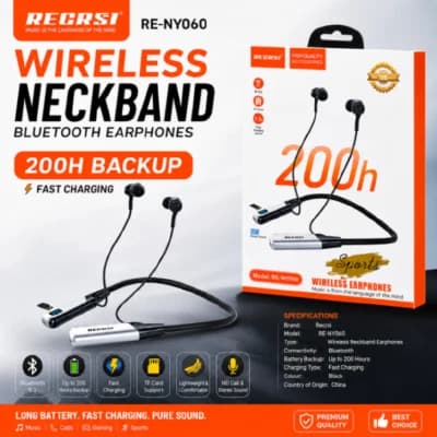 RECRSI RE-NY060 ওয়্যারলেস Neckband ব্লুটুথ earphones, ব্লুটুথ ওয়্যারলেস neckband