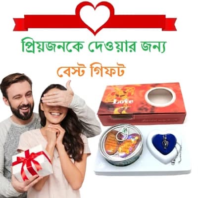 লাভ উইশ পার্ল পেন্ডেন্ট নেকলেস গিফট বক্স