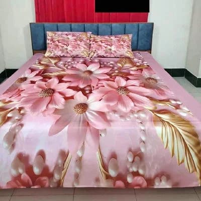 ৩ডি প্রিন্টেড বেডশিট ও ২ পিস বালিশের কভার