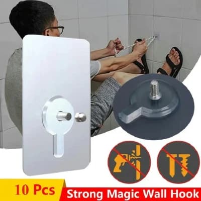 ১০ পিস Self Adhesive Nut Screw Wall Hook, Adhesive Wall Screw Hook Hanger