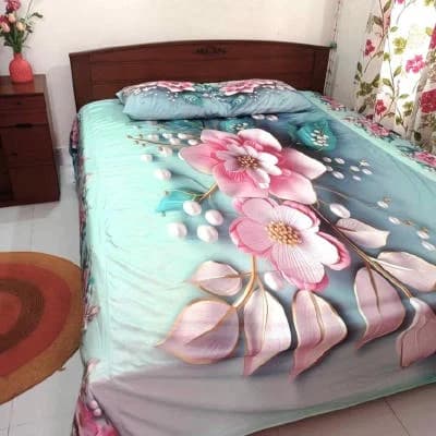 ৩D প্রিন্টেড বেড শীট সঙ্গে ২টি পillow কভার