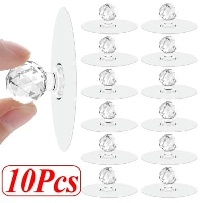 ১০টি Self Adhesive Diamond Hook, Crystal Drawer Handles Door Knobs