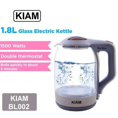 কিয়াম ইলেকট্রিক কেটল BL-002 (১.৮ এল) উইথ গ্লাস কেটল - স্বয়ংক্রিয়ভাবে বন্ধ হয় - স্বয়ংক্রিয় অতিরিক্ত তাপ সুরক্ষা