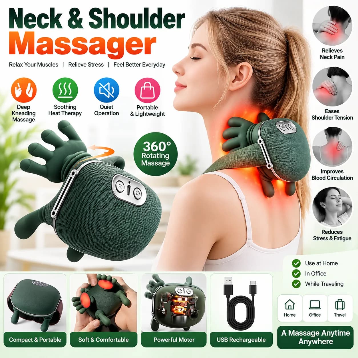 Portable Neck Massager, Neck & Shoulder Massager